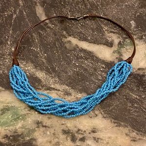 Vintage bead and leather choker